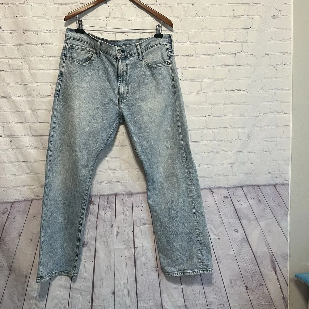Levi's 569 jeans mens 36x30 acid wash Blue loose fit straight leg stretch